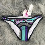 Raisin's NWT Coast To Coast Lowrider Bikini Bottoms Black Teal Purple White sz S Photo 0