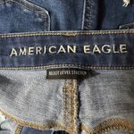 American Eagle  SZ 4 Hi-Rise Shortie Jean Shorts Cuffed Stretch Zip-Fly Whiskered Photo 4