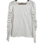 Free People Natasha Tee Womens white Top Puff Ruched Sleeve long sleeve medium Photo 2