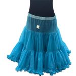 Malco Modes Teal Blue Tiered Petticoat Ruffle Skirt Crinoline Small Photo 1