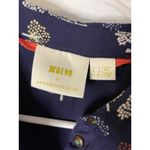 Maeve  Anthropologie Blouse Top Navy Tree Print Long Sleeve Ruffle Detail Photo 1