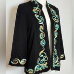 NWT Picadilly Fashions Open Cardigan 3/4 Sleeve Multicolor Appliqué Petite Small Black Size undefined Photo 3
