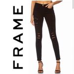 frame denim Frame Jeans Womens 27 Black Skinny Low Rise Dark Pants Distressed Denim Photo 1