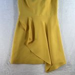 Alice + Olivia  Sz 2 Callie Mini Dress Asymmetrical Drape V-Neck Sleeveless Gold Photo 4