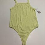BP Nordstrom Neon Soft Yellow Picot Trim Cotton Blend Rib Bodysuit Photo 1
