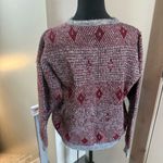 Vintage Cambio Italia Wool Blend Red Grey‎ Geometric Crewneck Sweater Knit L Size L Photo 3