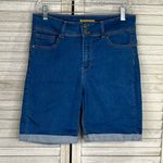 Wax Jean Stretchy Bermuda Jean Shorts Cuffed Hem Blue-Large Photo 0