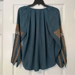 American Eagle  blue embroidered top tassel tie shirt S Photo 6