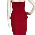 Mango MNG by  Kate Moss Red Strapless Peplum Dress Photo 4