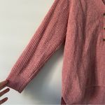 Madewell  Lyle Rib Henley Wool V Neck Button Loose Fit Sweater Merle Pink S Photo 3