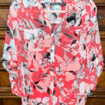 Covington  Essentials Women's Sheer Pink Floral Career Top 21” P2P Photo 0