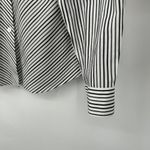 Foxcroft  Non Iron Fitted Button Up Shirt Black White Stripe Long Sleeve Size 8P Photo 3