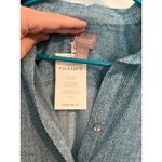 Chico's NWT Herringbone Long Sleeve Sheer Shirt Dress Turquoise Blue Women's 1 Photo 2