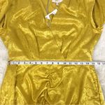 WAYF Yellow Gold Snake Print Long Sleeve Mini Dress Ruched Low Cut Large New Photo 12