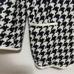 Akris  Black White Houndstooth Linen Faux Leather Trim Blazer Jacket Size 6 Photo 4