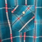 Panhandle Western Shirt Plaid Women Size Medium Blue Pearl Snaps Cotton Cowgirl Photo 7