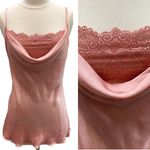 Satin Cowl Neck Spaghetti Strap Blouse With Lace Underlay Photo 1