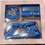 NWT Blue Floral Embroidered Gift Set Photo 0