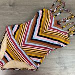 Anthropologie Mermaid Tan&Pink Chevron One Piece Swimsuit Sz.S Photo 0