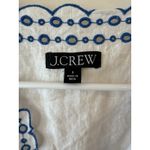 J Crew Bungalow White Linen Blue Embroidered Top Blouse Long Sleeve Eyelet Small Photo 5