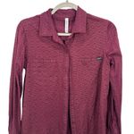 RVCA  Geometric Print Long Sleeve Button Up Shirt Burgundy Women's Size Medium Photo 1