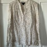 Eddie Bauer Cream Long Sleeve Buttoned Pull-Over 100% Cotton Size S Photo 9