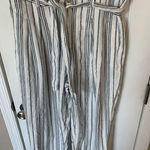 Madewell  Linen-Cotton Paperbag Pants in Dark Baltic Stripe ankle pants size 6 Photo 0