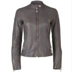 Doma Leather Jacket Genuine Lamb Leather Gray Moto Biker Womens Large Photo 2