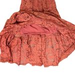 Dress the Population  Burnt Orange Gold Lace Tiered V-Neck Midi Dress size S Photo 8