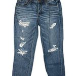 American Eagle  Womens Boy Crop Jeans 0 Buttonfly Stretch Blue Denim Distressed Photo 0