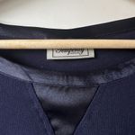 Temperley London Top‎ Navy Long Sleeve Size Large 100% Cotton Women's Satin Trim Blue Photo 2