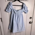 Amanda Uprichard Ariana dress blue babydoll coquette puff sleeves small cottage Photo 1