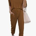 Pretty Garden Two Piece Outfit Short Sleeve Long Pants Leisure Jogger Set Sz S Photo 0