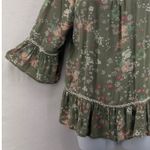 Democracy  Floral Boho Blouse Green Small‎ Photo 4