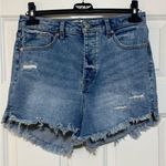 We The Free Free People Crvy Vintage Distressed High Rise Raw Hem Button Fly Denim Shorts 29 Photo 2