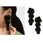 Shashi Lily Earrings in Black Womens New with Box Dangle Drop Flowers Photo 9