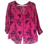 Sanctuary Pink / Blue 1/2 Sleeve Floral Blouse Size Large Photo 0