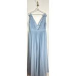 Mac Duggal  Plunge Neck Chiffon Grecian Gown in Powder Blue Size US 12 Photo 6