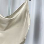 Forever 21 Small Satin Champagne Ruched Crop Top Droop Neck Cowl Formal Elegant Photo 2