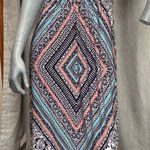 Dress Barn DB Sleeveless Maxi Dress Embellished Halter Neckline Empire Waist Aztec Western Photo 2