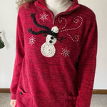 VINTAGE PBJ SPORT Embroidered Snowman Sweater Red Size M Photo 0