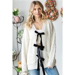 First Love Tie Closure Open Knit Cardigan Photo 2