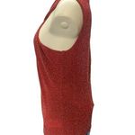 Michael Kors MICHAEL Top LARGE Red Crisscross Neck Metallic Holiday Sleeveless Photo 3