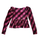 Maeve NEW Anthropologie  Velvet Babydoll Plaid Top Pink Purple Size‎ Medium NWT Photo 4