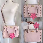 Michael Kors Saffiano Leather Kellen Studded Blossom Satchel Bag Pink Purse 🩷 Photo 1