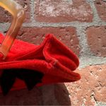 Shiraleah  red and black felt flowered short handle purse clutch Photo 8