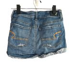 American Eagle  Blue Distressed Ripped Super Stretch Denim Jean Shorts Women Sz 2 Photo 1