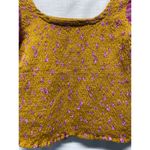 Free People Smocked Crop Top Sz S Ditsy Floral Boho Mustard Yellow Magenta Photo 5