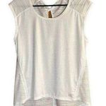 Calia White Work out top with twist at keyhole. Sheer in back, solid white front Size M Photo 0