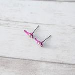 Metallic Pink with Clear Accents Stud Earrings Photo 3